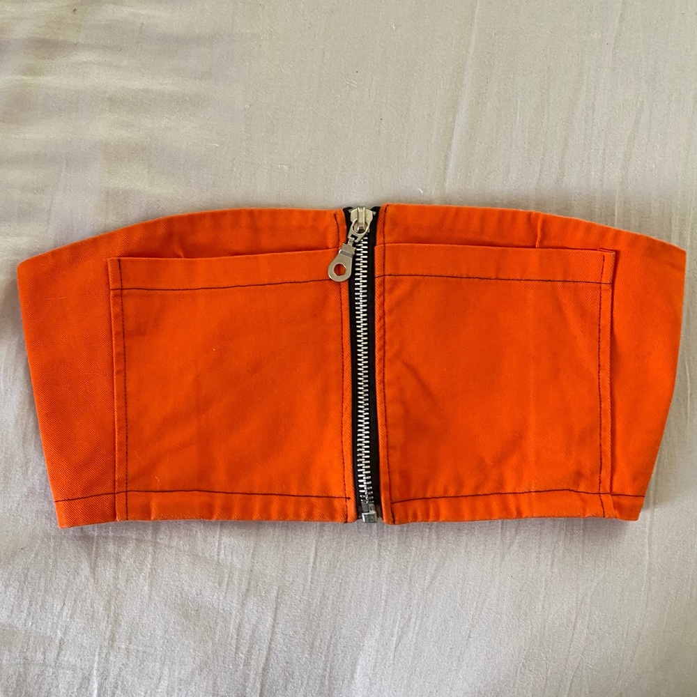 The Ragged Priest Orange Zip Bra Top